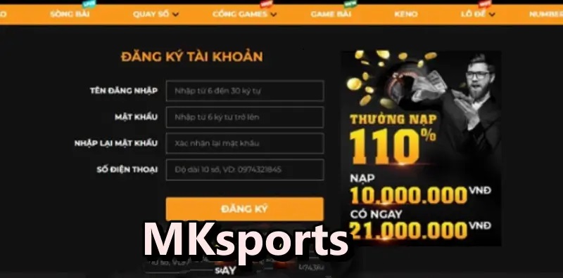 Đăng ký tài khoản MKsports với quy trình an toàn